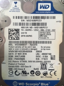 WD2500BEVT-75A23T0