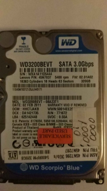 WD3200BEVT-08A23T1