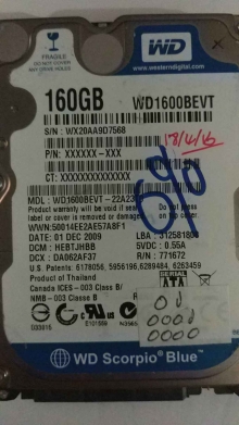 WD1600BEVT-22A23T0