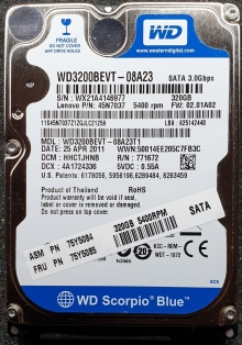 WD3200BEVT-08A23T1